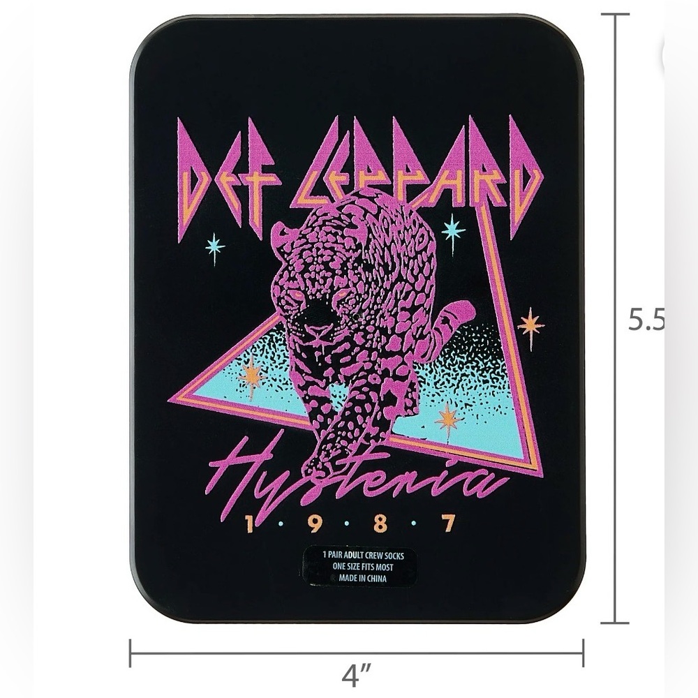Listing is for a lot of 3️⃣ Def Leppard Crew Socks, Unisex, with collectors box!